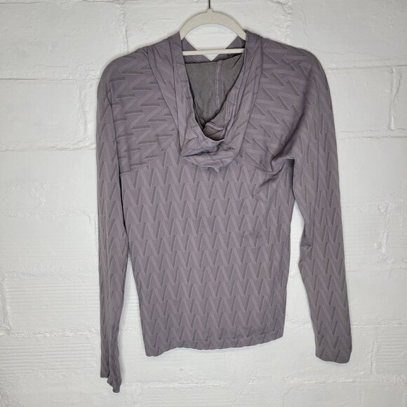 Athleta Women's Medium Running Shirt Top Hood Thumb Holes Gray - Picture 2 of 4